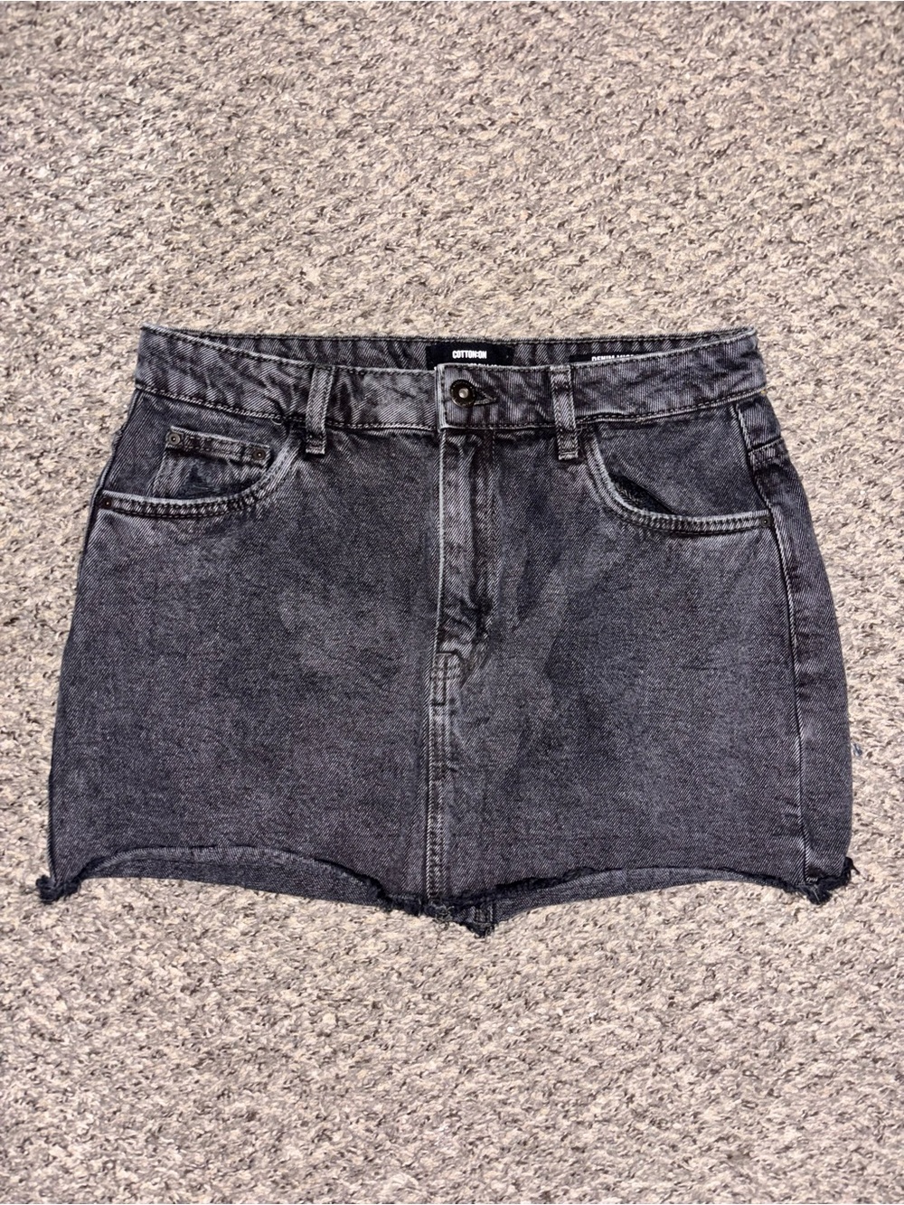 Cotton On Grey Acid Wash Denim Micro Mini Skirt Distressed - Size 6